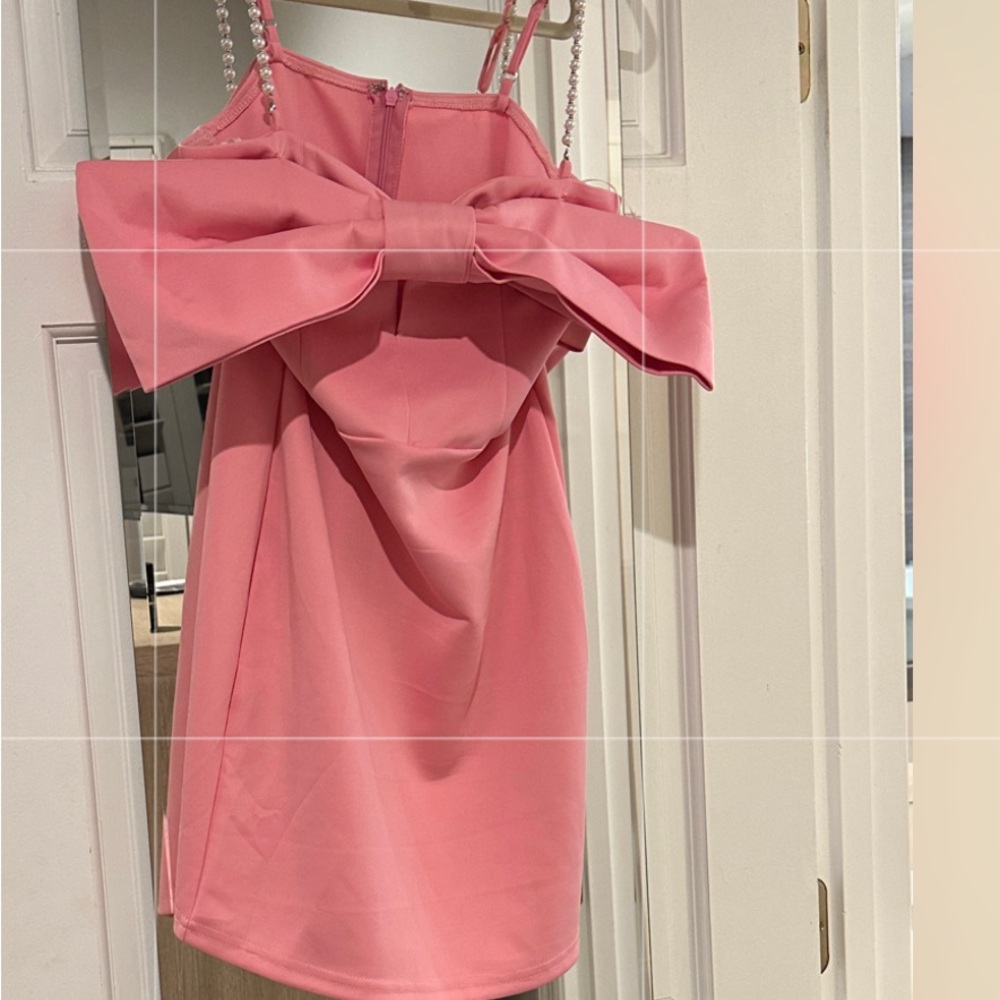 Elegant Pink Bow Strap Top